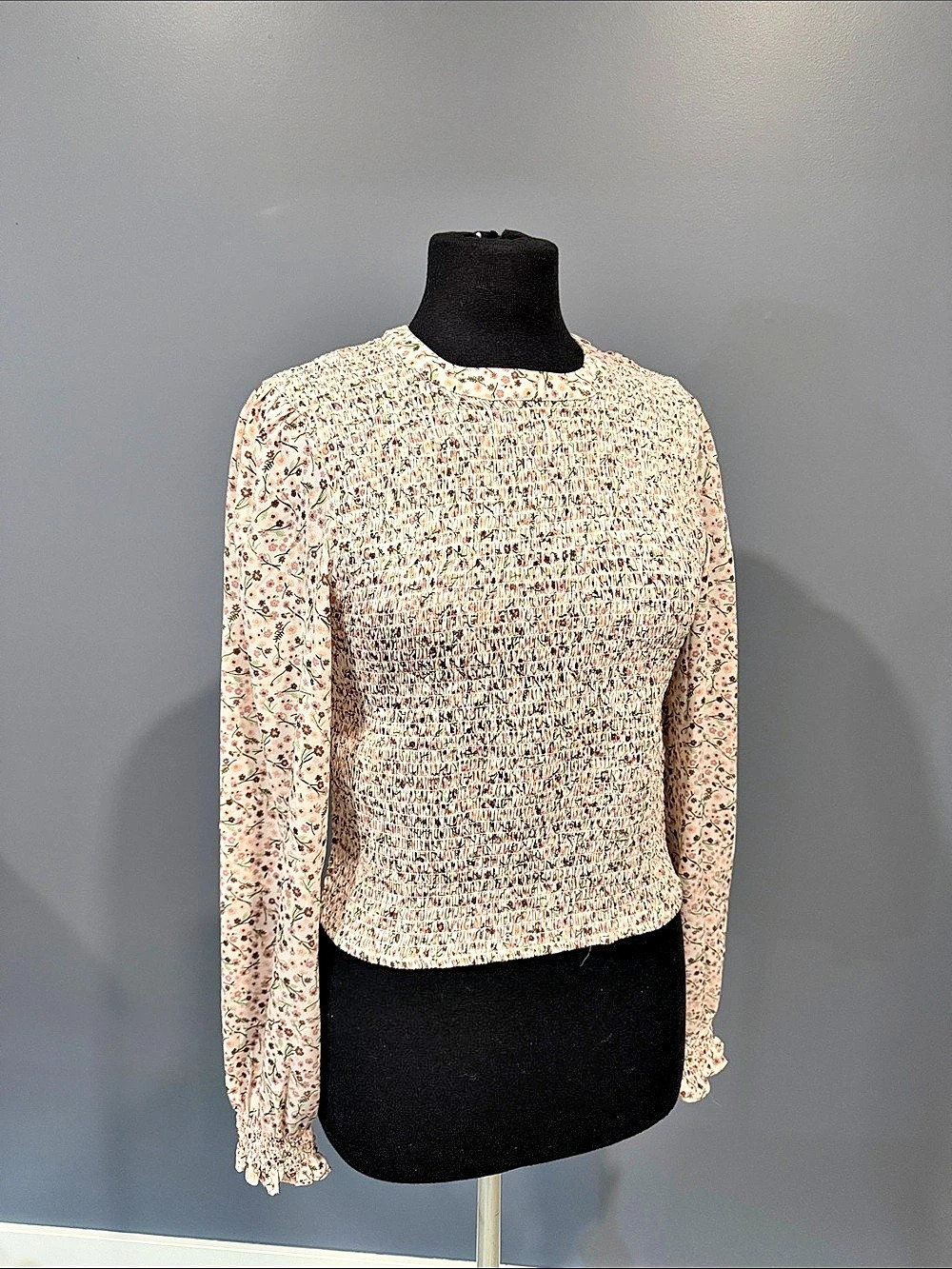 twik Floral Long Sleeve Blouse in Pink Size Medium